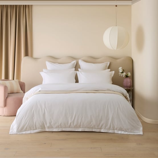 Egyptian Cotton White Ladder Embroidery Quilt Cover Set