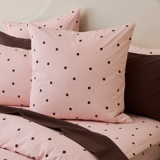 Stonewashed Cotton Chocolate & Peony Spot Pillowcase
