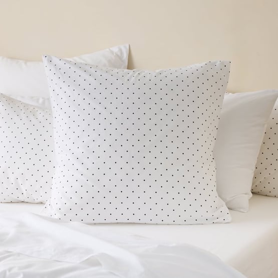 Stonewashed Cotton White & Black Mini Polka Dot Pillowcases