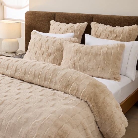 Miller Winter Wheat Faux Fur Quilt Cover Separates