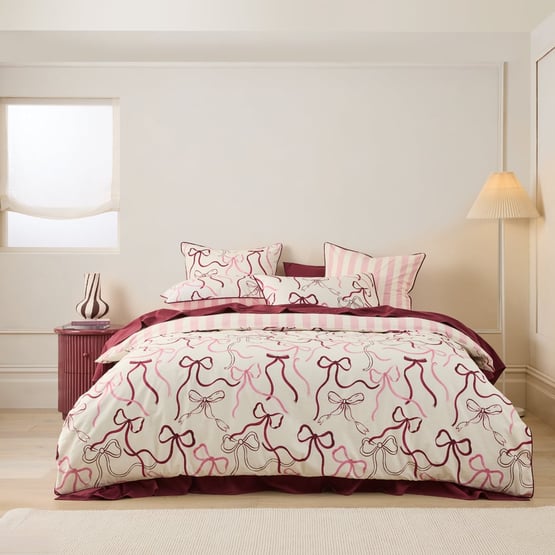 Isabelle White Bow Quilt Cover Set + Separates