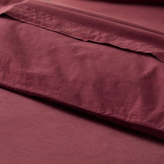 Stonewashed Cotton Burgundy Quilt Cover Separates