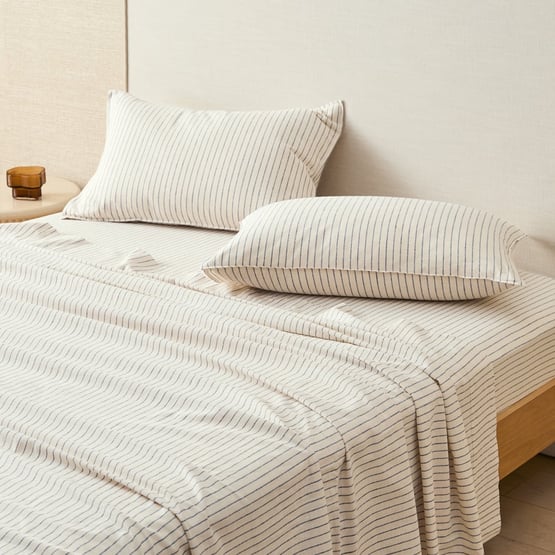Bluestone Stripe Linen Cotton Sheet Set