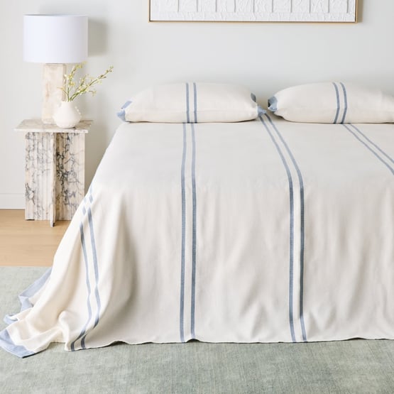 Demi White & Blue Stripe Bedcover Separates