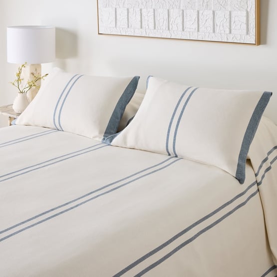 Demi White & Blue Stripe Pillowcases Standard Pair