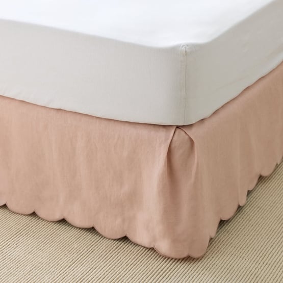 Vintage Washed Linen Nude Pink Scalloped Valance