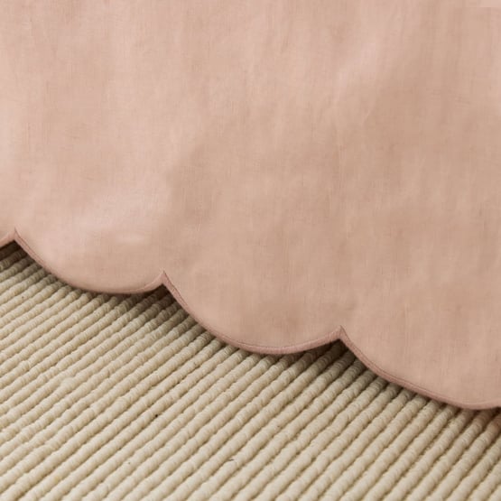 Vintage Washed Linen Nude Pink Scalloped Valance