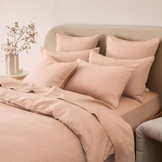 Vintage Washed Linen Nude Pink Quilt Cover Separates