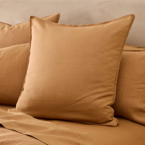 Vintage Washed Linen Caramel Pillowcase
