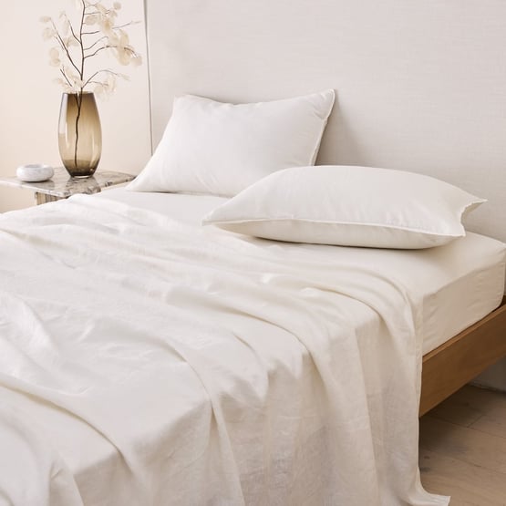 Vintage Washed Linen White Sheet Separates