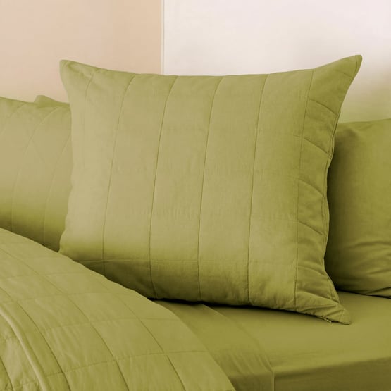 Stonewashed Cotton Bayleaf Quilted Coverlet Separates