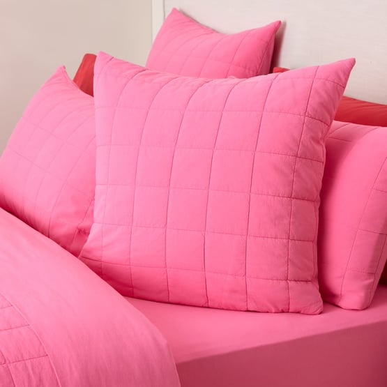 Stonewashed Cotton Hot Pink Quilted Pillowcases