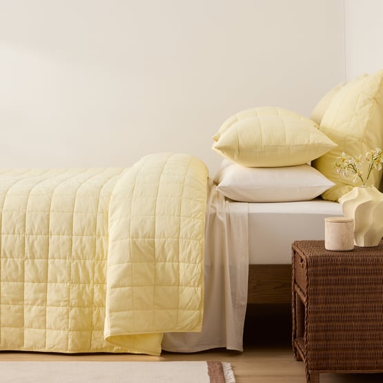 Stonewashed Cotton Citrus Quilted Coverlet Separates 