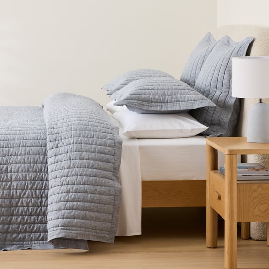 Vintage Washed Linen Baltic Quilted Coverlet Separates 
