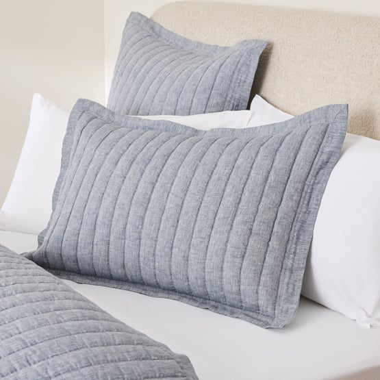Vintage Washed Linen Baltic Quilted Coverlet Separates 