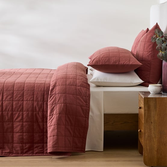Stonewashed Cotton Redwood Quilted Coverlet Separates 