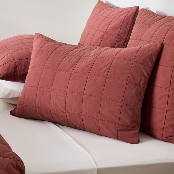 Stonewashed Cotton Redwood Quilted Coverlet Separates 