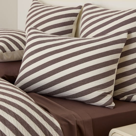 Diagonal Stripe Chocolate Jacquard Coverlet Set + Separates