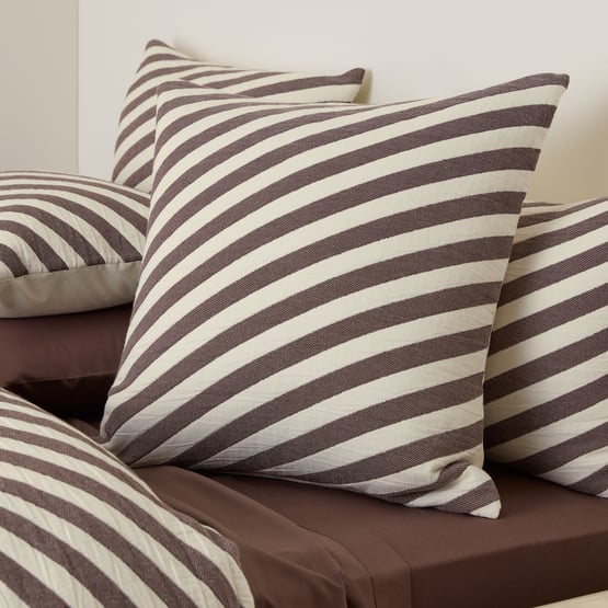 Diagonal Stripe Chocolate Jacquard Quilted Pillowcases