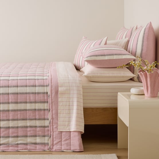 Remi Pink Stripe Linen Cotton Coverlet Set + Separates