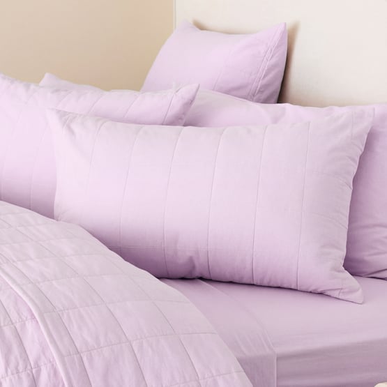 Stonewashed Cotton Misty Lilac Quilted Pillowcases