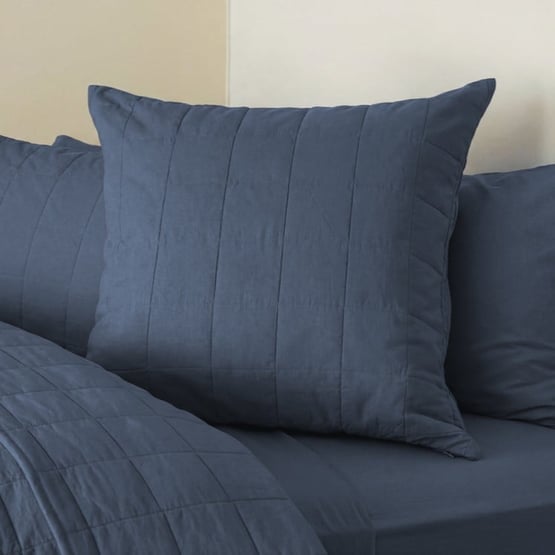 Stonewashed Cotton Midnight Navy Quilted Pillowcases