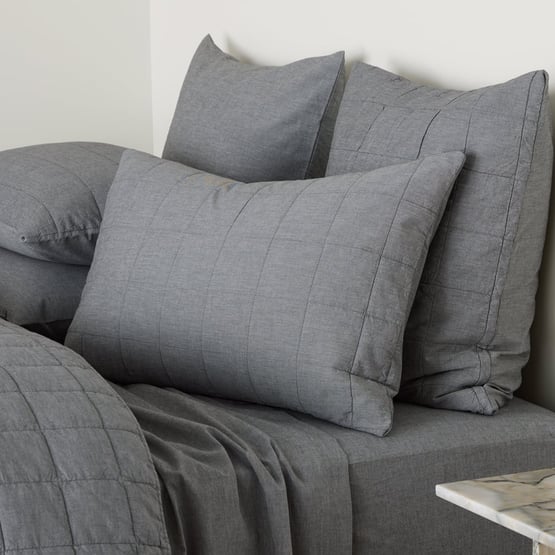 Stonewashed Cotton Salt & Pepper Quilted Coverlet Separates