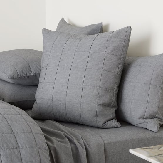 Stonewashed Cotton Salt & Pepper Quilted Pillowcases