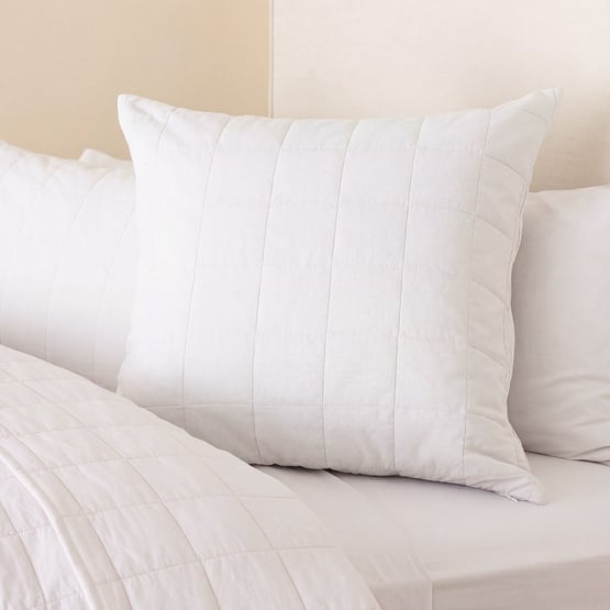 Stonewashed Cotton White Quilted Grid Pillowcases