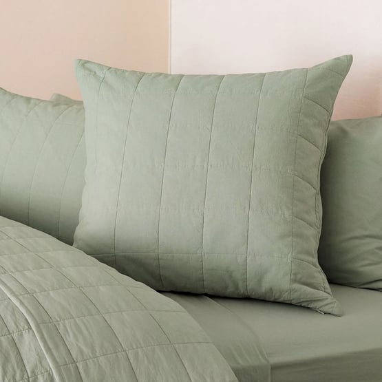 Stonewashed Cotton Gumleaf Quilted Grid Pillowcases