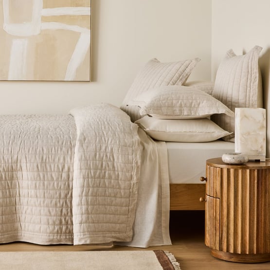 Vintage Washed Linen Linen Quilted Coverlet Separates