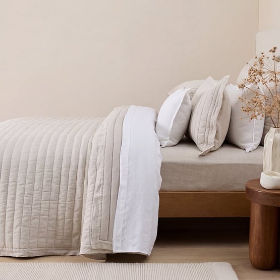 Vintage Washed Linen Linen Quilted Coverlet Separates