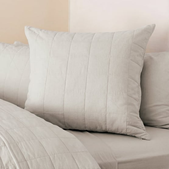 Stonewashed Cotton Moon Grey Quilted Coverlet Separates