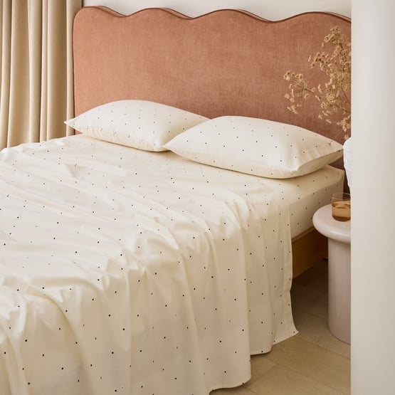 Mini Dot Coconut & Onyx Flannel Sheet Separates