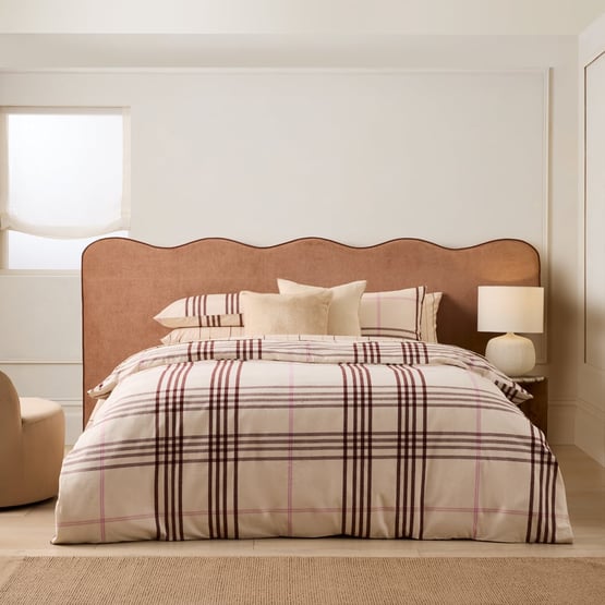 Oban Tartan Natural Flannel Quilt Cover Set