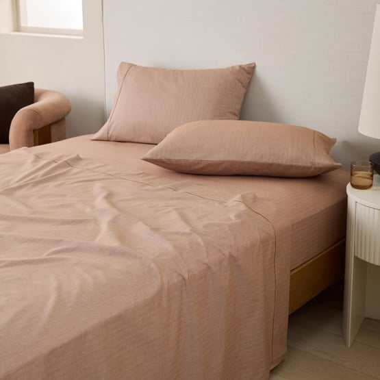 Brushed Cotton Chestnut Cashmere Herringbone Sheet Set