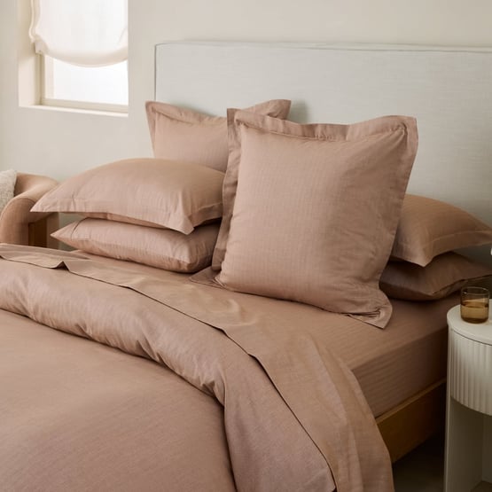 Brushed Cotton Chestnut Cashmere Herringbone Quilt Cover Set + Separates