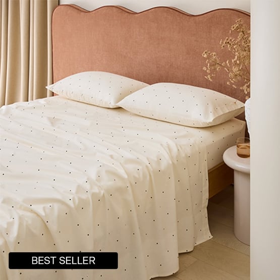 Mini Dot Coconut & Onyx Flannel Sheet Separates