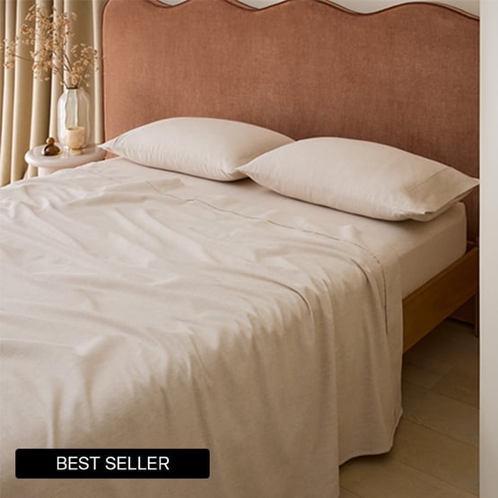 Melange Oat Flannel Sheet Separates