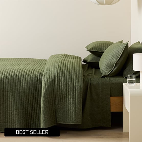 Melange Olive Flannel Quilted Coverlet Separates