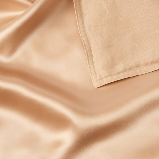 Vintage Washed Linen Macadamia Silk Pillowcases Pair