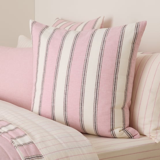 Remi Pink Stripe Linen Cotton Quilted European Pillowcases