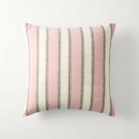 Remi Pink Stripe Linen Cotton Quilted European Pillowcases
