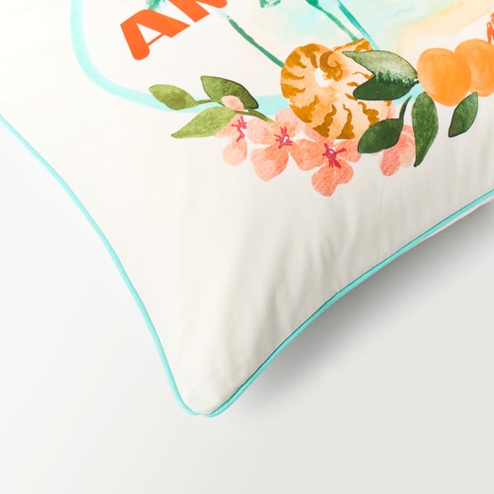 Amour La Mer Coconut & Multi Text Pillowcase