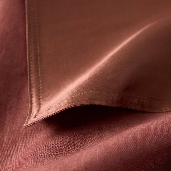 Vintage Washed Linen Redwood Silk Pillowcase Pair