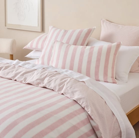 Arden Stripe Pink Linen Cotton Quilt Cover Set + Separates