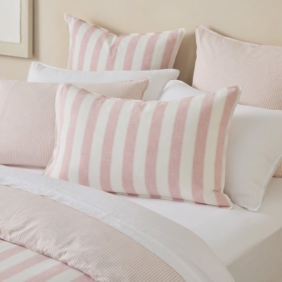 Arden Stripe Pink Linen Cotton Pillowcases