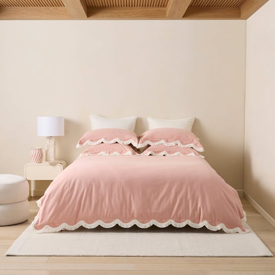 Delilah Dusty Pink Scallop Quilt Cover Set + Separates