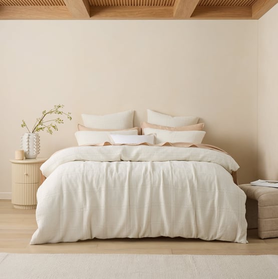 Claudette Natural Quilt Cover Set + Separates