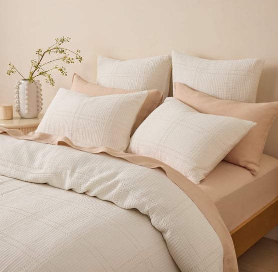 Claudette Natural Quilt Cover Set + Separates